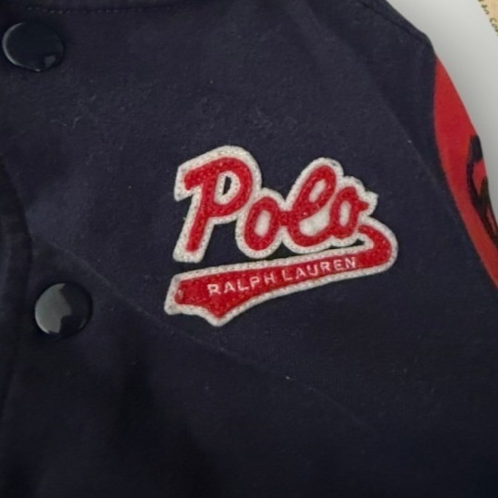 Polo Ralph Lauren Varsity Jacket Toddler 18M Navy Polo Bear Baseball 67 Preppy - Picture 4 of 11
